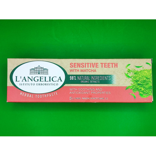 L'Angelica fogkrém érzékeny fogakra Matcha-val 75ml Fluoridmentes